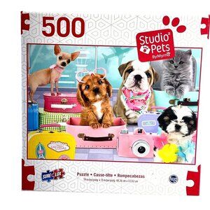 Studio Pets By Myrna 500 Piece Puzzle Dogs Puppies  Animals Luggage Vacation